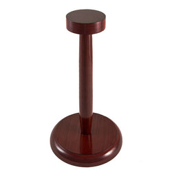 Brown wooden helmet stand