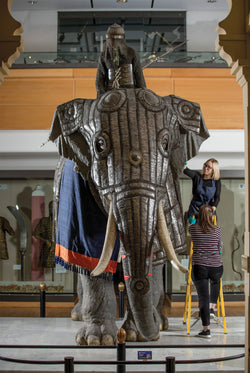 elephant armour being cleaned and maintained