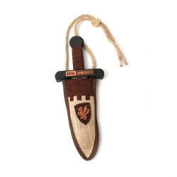 Wooden Dagger with scabbard rustic dark brown unsheathed