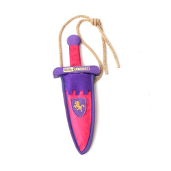 Wooden dagger with scabbard pink and purple sheathed