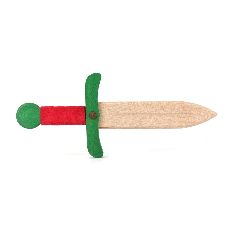 Wooden dagger Green and Red Handle unsheathed