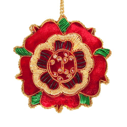 Red velvet Tudor Rose hanging decoration