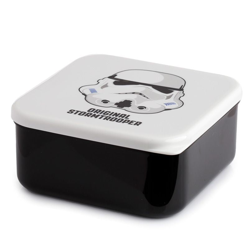 Stormtrooper Set of 3 Lunch Box & Snack Pots large black box lying flat