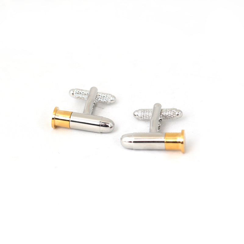 silver and gold effect Bullet cufflinks