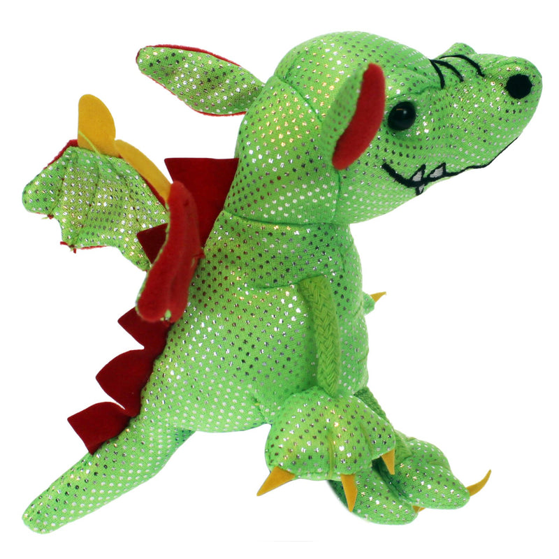 Green dragon finger puppet back right side view